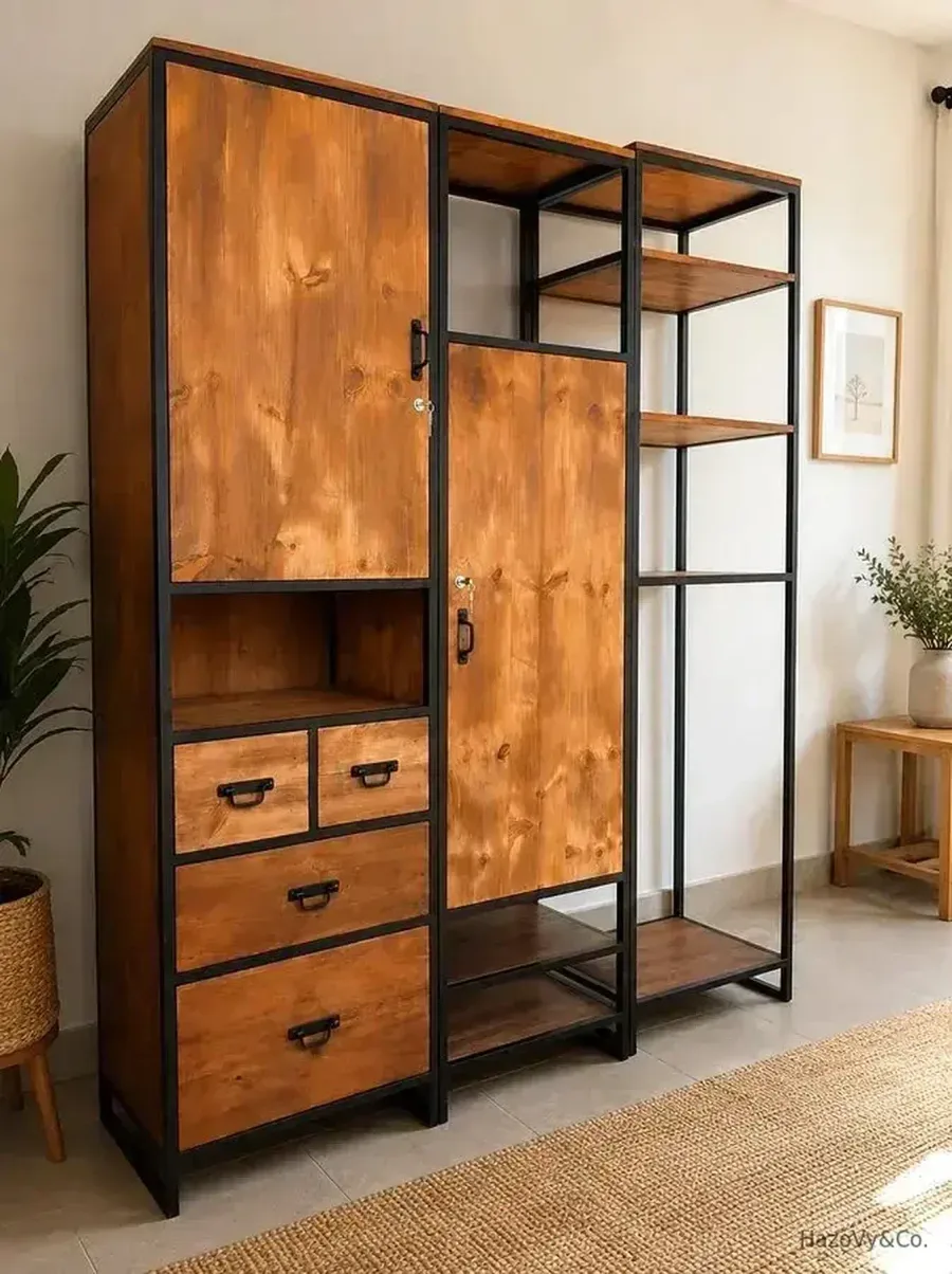 Dressing en bois pin massif & métal, sur mesure — HazoVy&Co Antananarivo