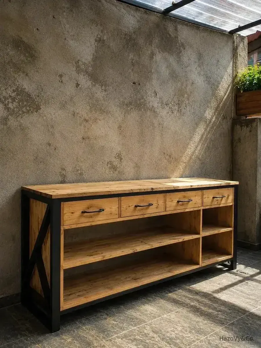Buffet en bois & métal, sur mesure — HazoVy&Co Antananarivo