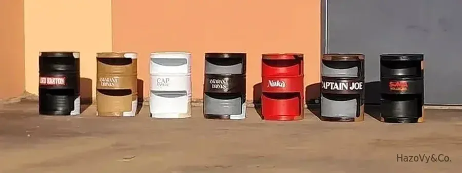 Fût décoratif en métal recyclé peint, sur mesure — HazoVy&Co Antananarivo