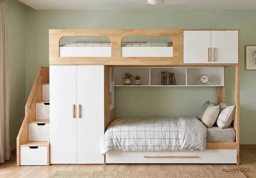 Lit en bois massif & panneaux laqués, sur mesure — HazoVy&Co Antananarivo
