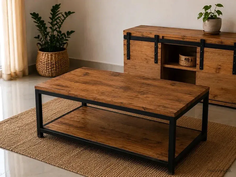 Table basse en bois & métal, sur mesure — HazoVy&Co Antananarivo