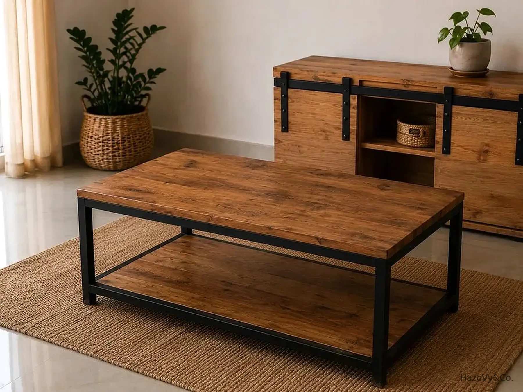 Table basse en bois & métal, sur mesure — HazoVy&Co Antananarivo