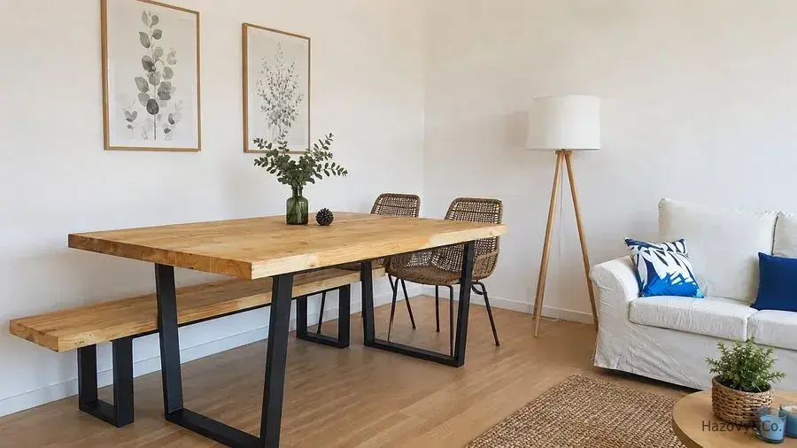 Table à manger en bois & métal, sur mesure — HazoVy&Co Antananarivo