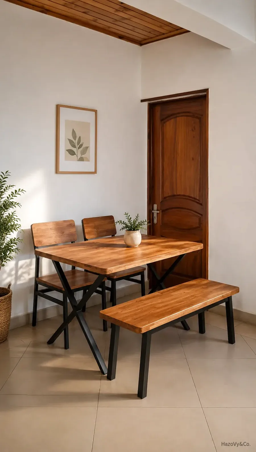 Chaise en bois massif & métal noir, sur mesure — HazoVy&Co Antananarivo