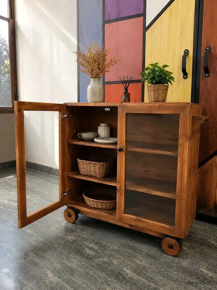 Buffet en bois massif & verre, sur mesure — HazoVy&Co Antananarivo